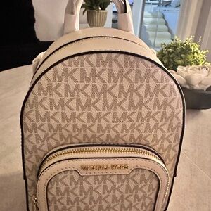 Michael Kors Beige Logo Backpack